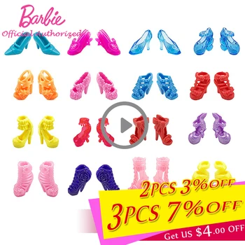 

Fix Barbie Doll 20-40pcs Shoes Accessories High Heels Collect Toy Barbie Dresses Up Colorful Shoes Brinquedo For Kid's Birthday