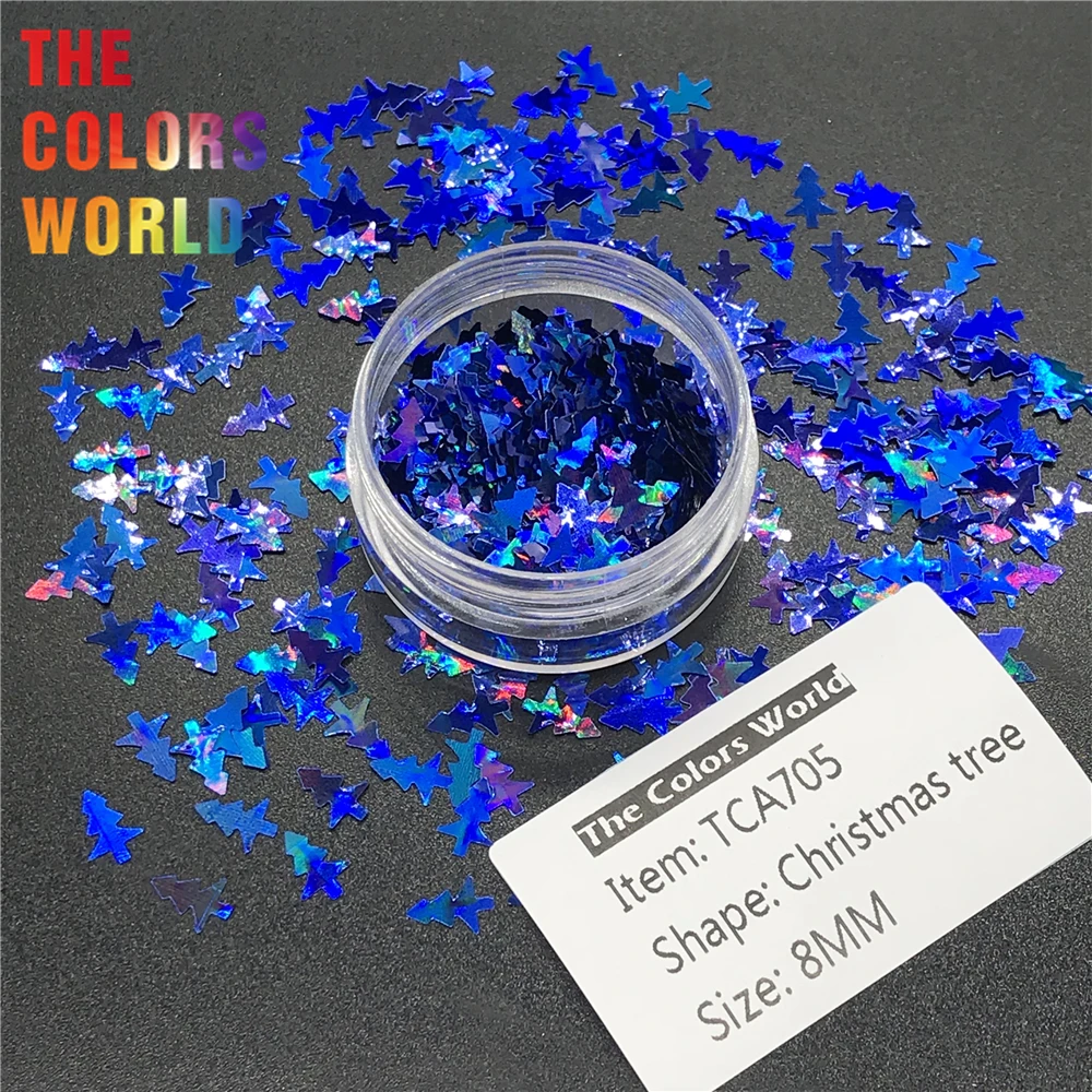 TCT-218 Holographic Color Christmas Tree 8MM NailGlitter Nail Art Decoration Nail Gel BodyGlitter Makeup Handwork DIY Decoration