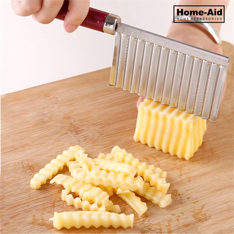 Potato French Fry Cutter Stainless Steel for Fries Serrated Blade Chip Easy Slicing Banana Fruits Potato Wave Knife Chopper vegetable cutter fruit cutter