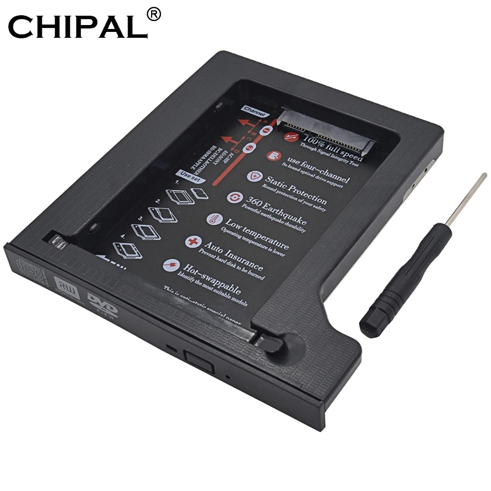 CHIPAL 4 канала Универсальный 2-й HDD Caddy 12,7 мм SATA 3,0 двойной светодиодный индикатор для 2," SSD HDD, чехол-Корпус для ноутбука CD/DVD-ROM