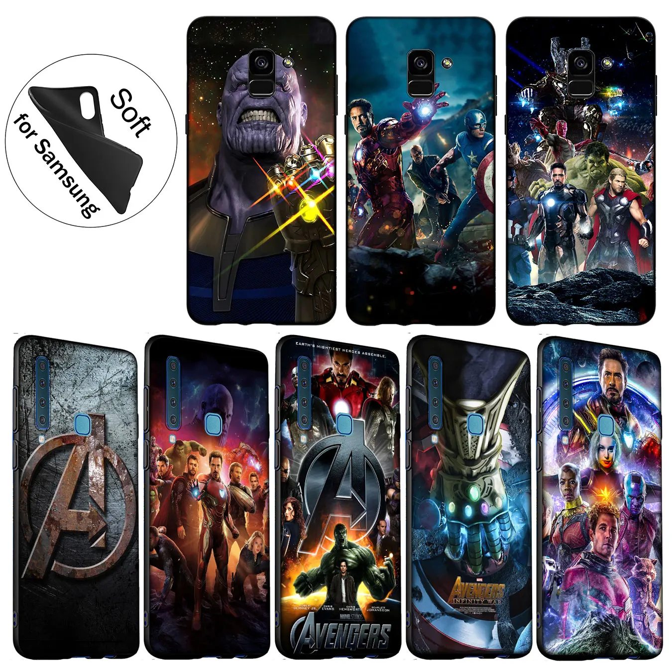 

IYICAO Marvel Marvel's The Avengers Soft Silicone Cover Case for Samsung Galaxy A6 Plus A9 A8 A7 2018 A3 A5 2016 2017 Note 9 8
