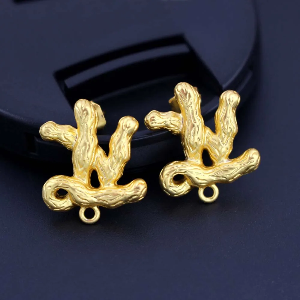 

Earrings Post Connectors Linkers Tree Branch Base Matte Metal Gold color for Women Earring Hanging on Dangle Earrings Making