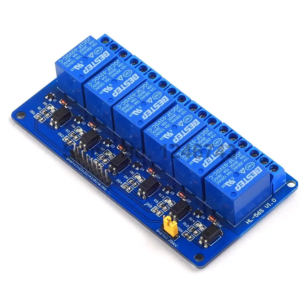 1PCS 6 Channel 3V Relay Module Optocoupler Isolation Low Level Trigger for Arduino