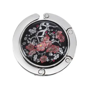 

Hot Sale Motif floral fleur de prunier ronde pliante Porte sac cintre crochet