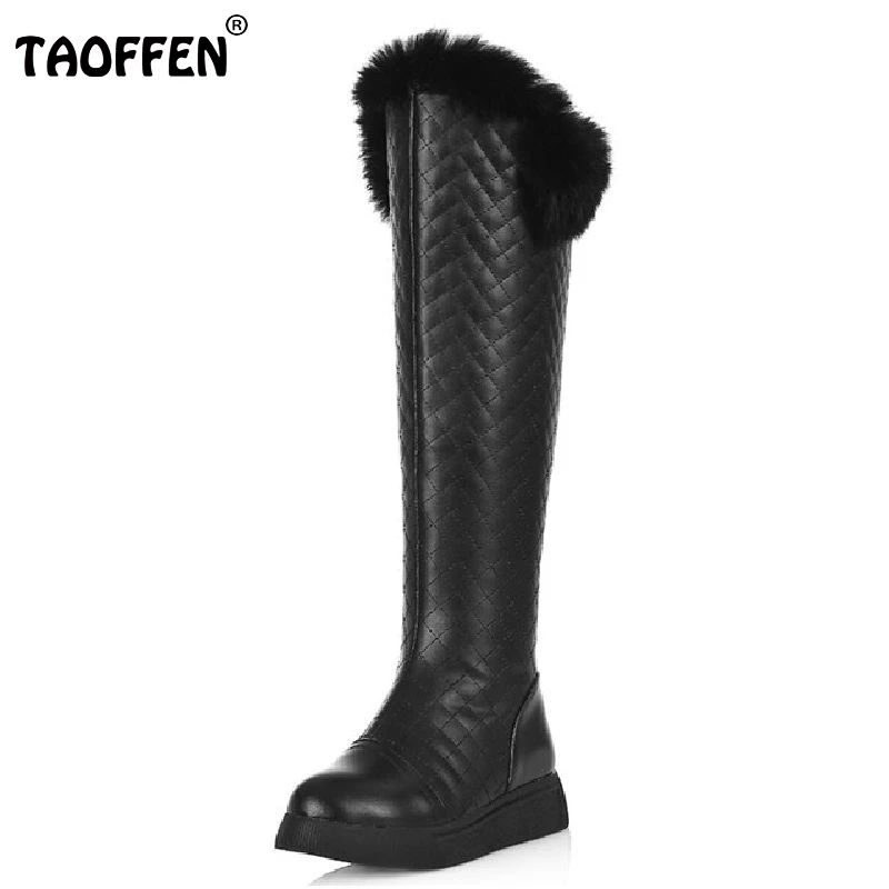 

Ladies Flat Over Knee Boots Snow Boot Fashion Keep Warm Winter Botas Shoes Woman Thickened Fur Footwear Shoes Size 34-40