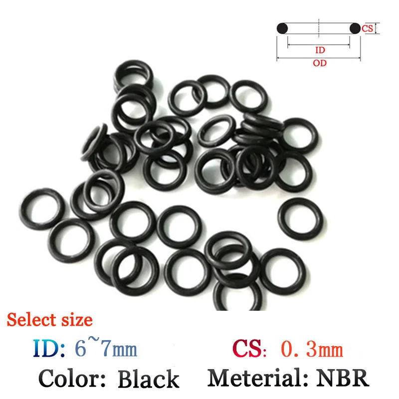 

CS 0.3mm Rubber O-Ring 20pcs Washer Seals Plastic gasket Silicone ring film oil and water seal gasket NBR material O Ring