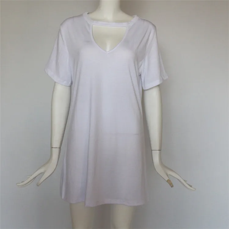 Europe and the United States fashion sexy 2017 Hot new V neck collar hollow short sleeve dress T-shirt dress 11 colors (3)