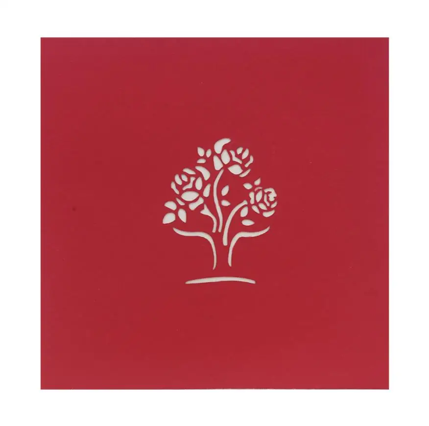  10pcs Handmade Kirigami Origami Rose Flower Vase 3D Pop UP Greeting Cards Invitation card For Weddi - 32977909745