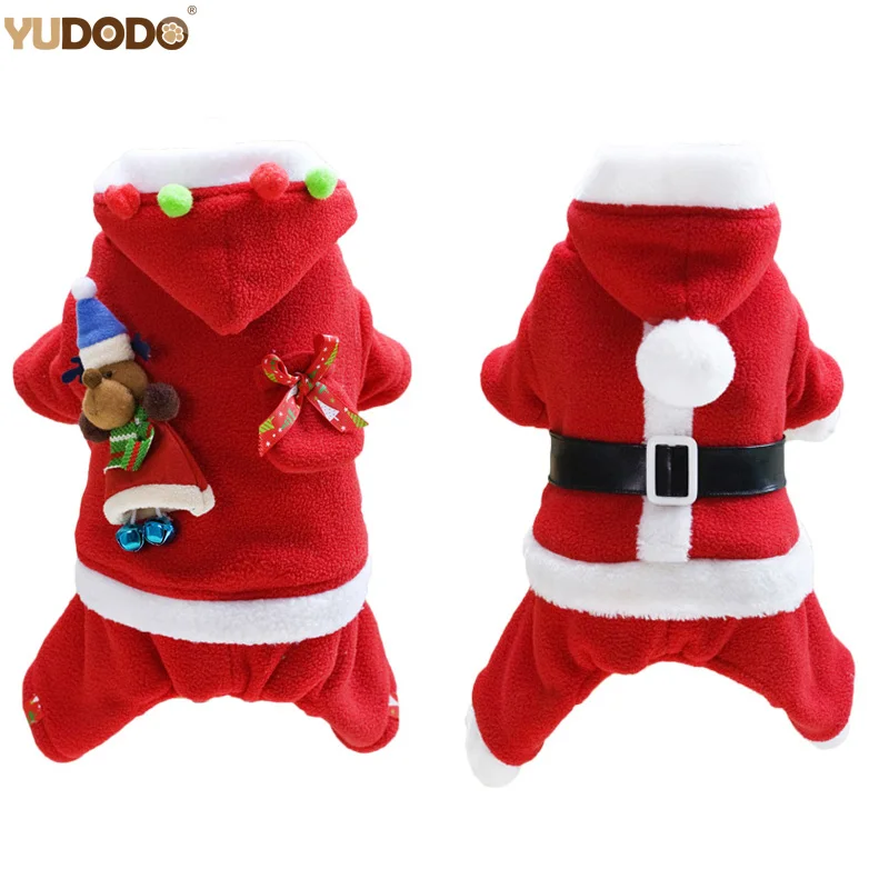 Dog Christmas Pet Clothes Winter Warm Santa Claus Costume For Small Dog