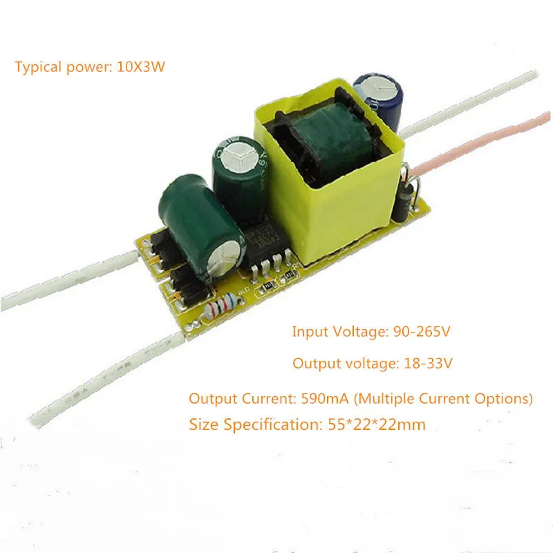 10X3W AC90 265V DC18 33V 590mA изолированный источник питания E27 Свеча лампа шаровая