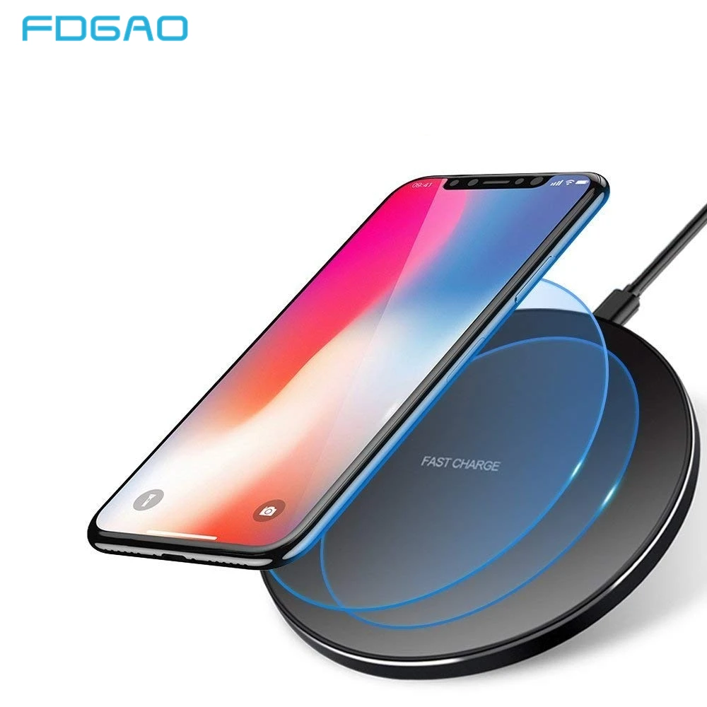 

FDGAO 10W Quick Qi Wireless Charger for Samsung S9 S10 Note 9 Fast Wireless Charging Pad For iPhone XR XS Max X 8 Xiaomi Huawei