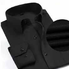 Мужская деловая рубашка с длинным рукавом из саржи, однотонная приталенная рубашка из чистого хлопка, высокое качество, большие размеры, S-3XL рубашки, сорочка