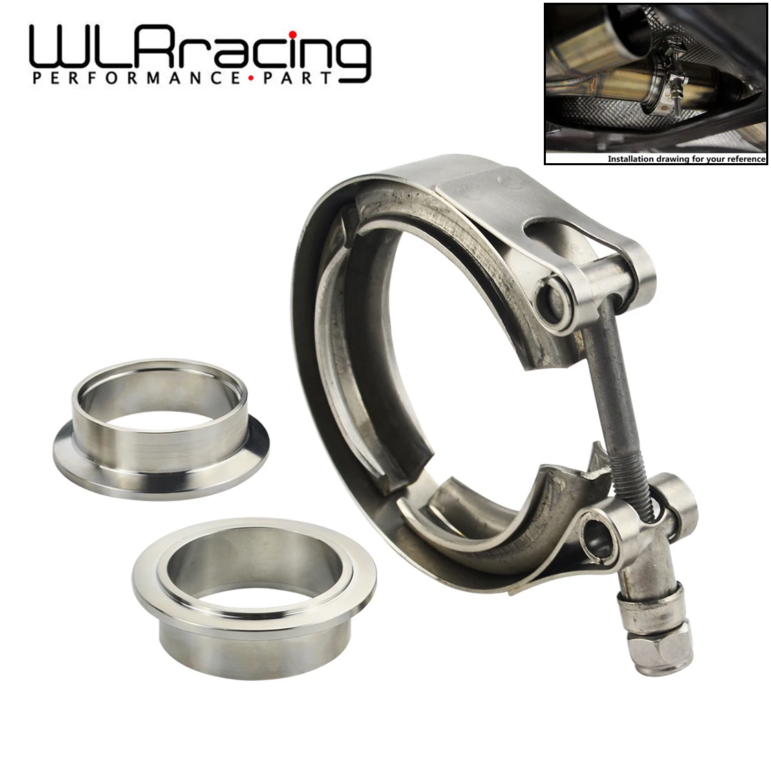 

WLR RACING - 2" SUS 304 Steel Stainless Exhaust V Band Clamp Flange Kit V-band Vband Male Female Design WLR5240