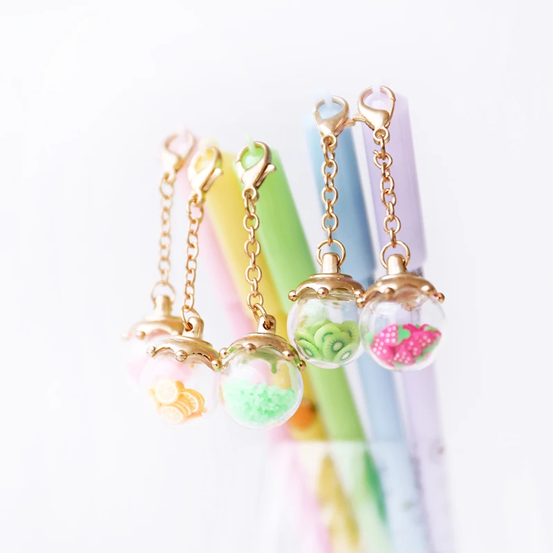 

30 pcs/Lot Wish ball pendant gel pen Cute fruit Fintastic luminous 0.5mm roller ball pen Stationery office school supplies CB190