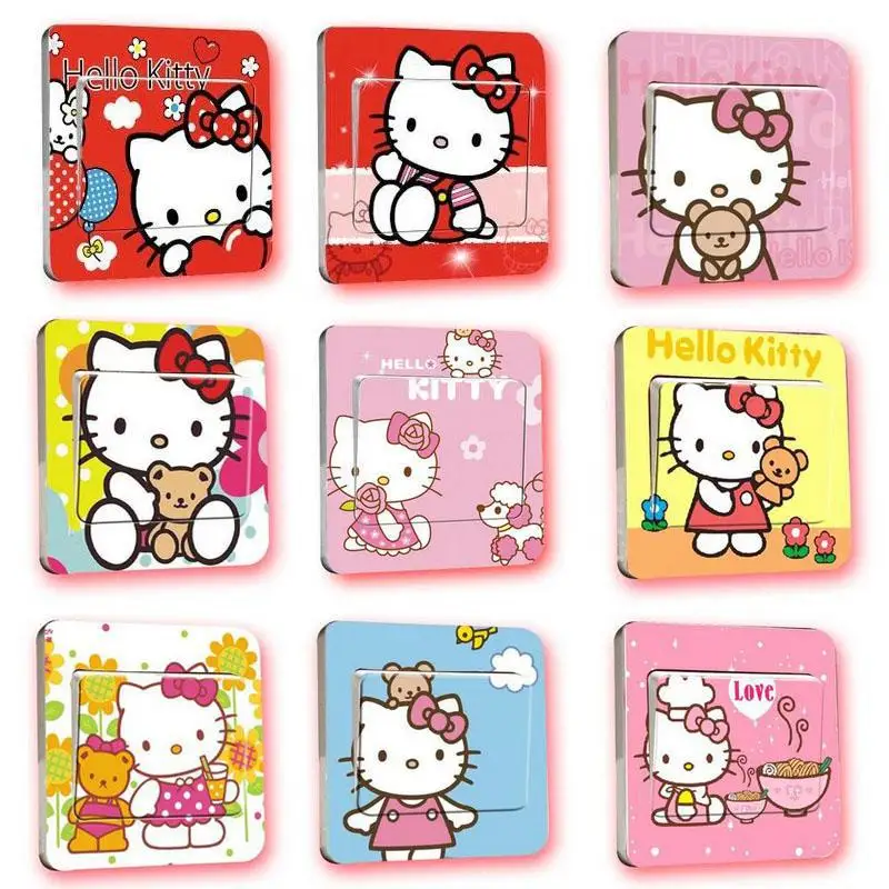 1 шт. последняя идея Красного котенка hello Kitty переключатель наклейки s домашний сладкий домашний настенный стикер переключатель