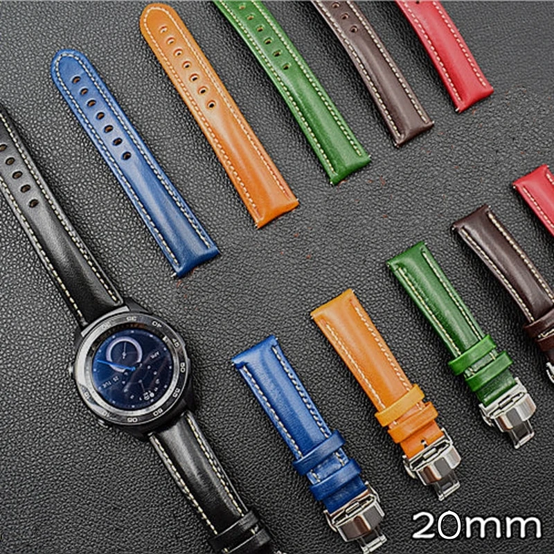 Ремешок 20 22 мм для Samsung Gear S3 S2 Classic Froniter ремешок из натуральной кожи Huawei Watch 2 Pro