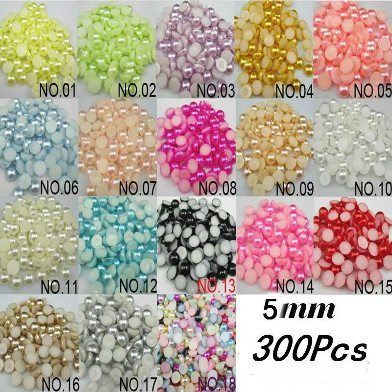 Полукруглые бусины из АБС пластика для украшения ногтей 5 мм 300 шт.|pearls half round|pearl