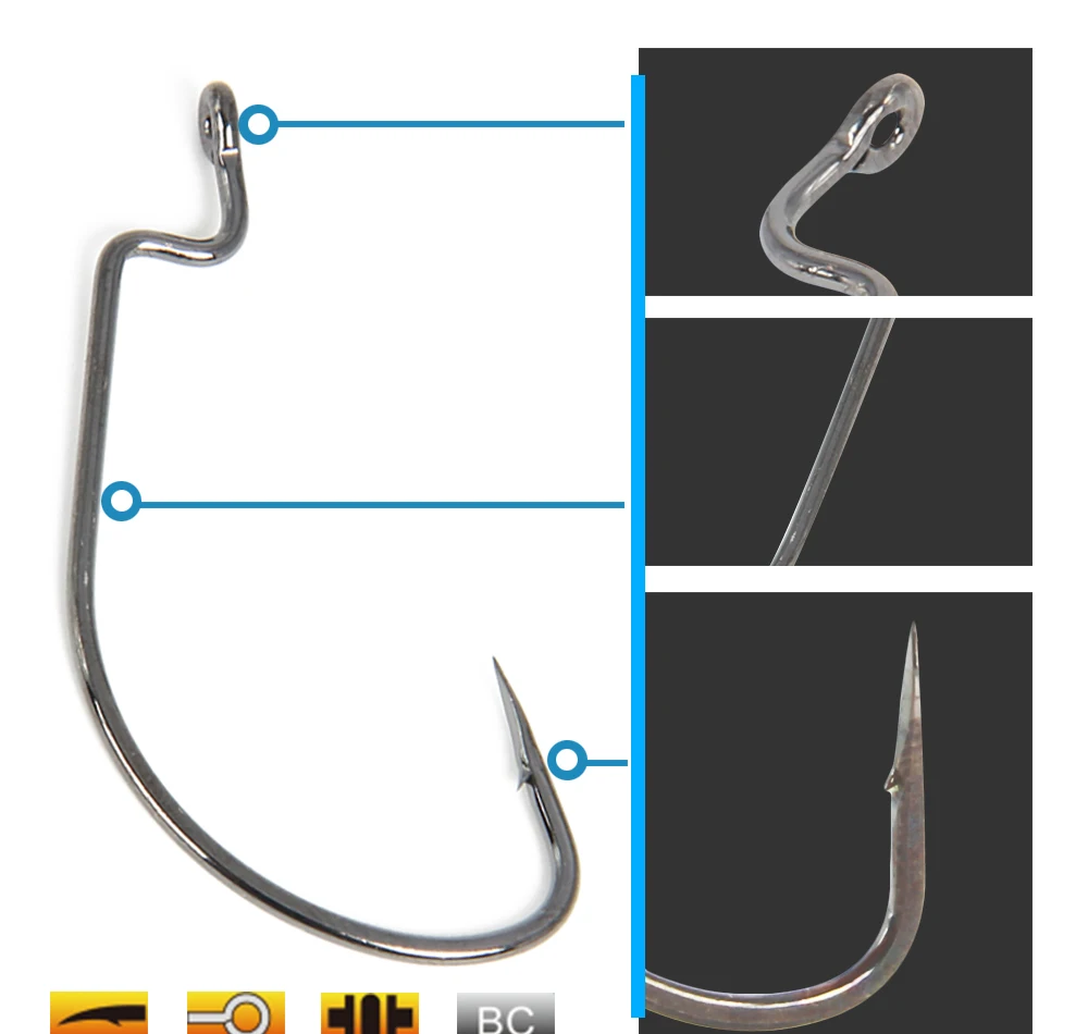 Рыболовная мечта 10 шт./лот крючки для Червяков Экстра широкий зазор колючий рыболовный крючок для мягкой приманки черный никель морские рыболовные снасти