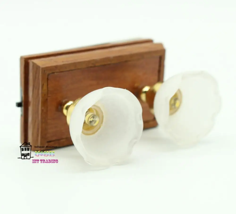 

2019 NEW 1:12 Dollhouse Miniature LED lamp 1.73" Double-ended Ceiling lamp Flower lampshade Dolls Ecoration Child Gift