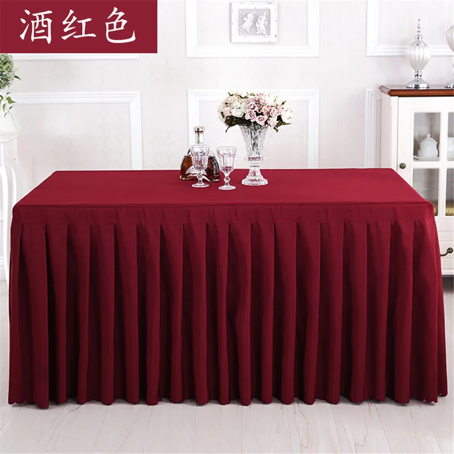 White color 100% polyester fabric one-piece table skirt with tablecloth Pleated Table Cover for wedding party banquet decoration