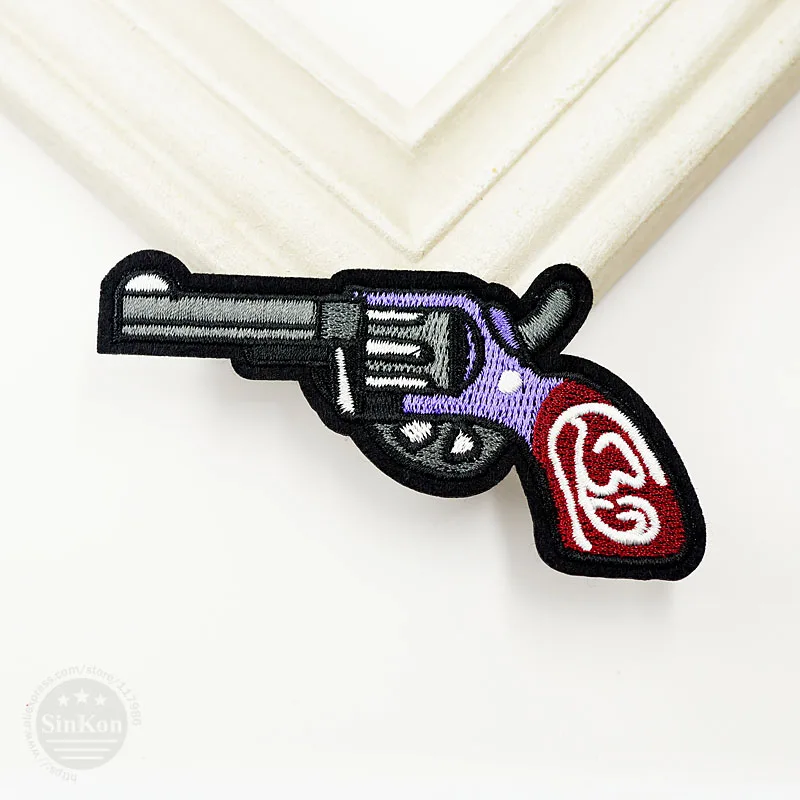 

Gun (Size:5.0x9.2cm) DIY Iron On Patch Sewing On Embroidered Applique Sewing Clothes Cartoon Garment Apparel Accessories Patches