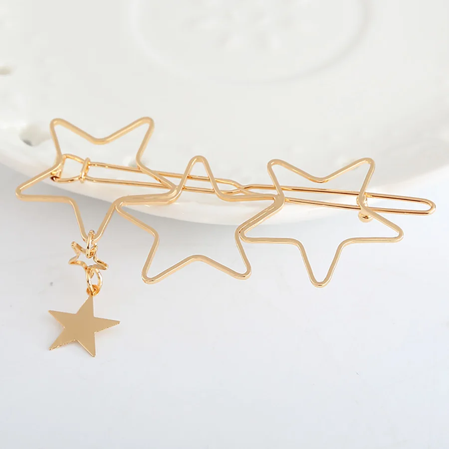 1Pcs Gold 3 Stars Hair Clip Girls Hairpin Princess Women Simple Hair Styling Accessories Hairpins Women Braiding Styling Tool
