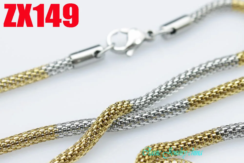 

16"-38" length 3.2mm round net golden color stainless steel necklace fashion sweater chain women lady jewelry 20pcs ZX149
