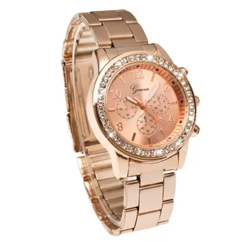 Geneva Bling Crystal Women Girl Watch Unisex Stainless Steel Quartz Wrist Watch Free&Drop Shipping
