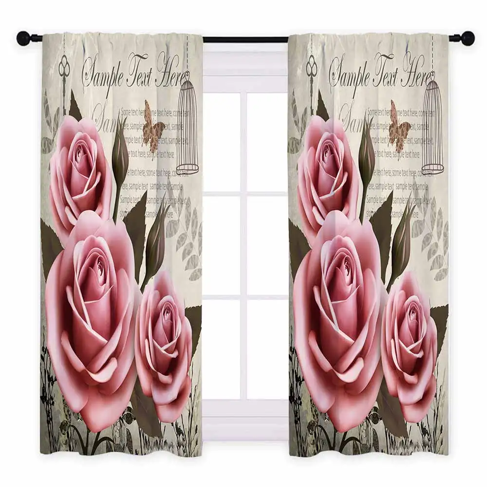 Miracille розовый цветочный занавес s для гостиной спальни занавески на окна 1-2 шт шикарные цветы занавески с розами для девочек спальня - Цвет: Style A - 2pcs