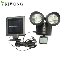 22 светодиодный светильник на солнечной батарее, датчик движения PIR, ротационный, с двумя головками, водонепроницаемый светильник s, лампа для наружного использования, для внутреннего сада, двора, настенный точечный светильник