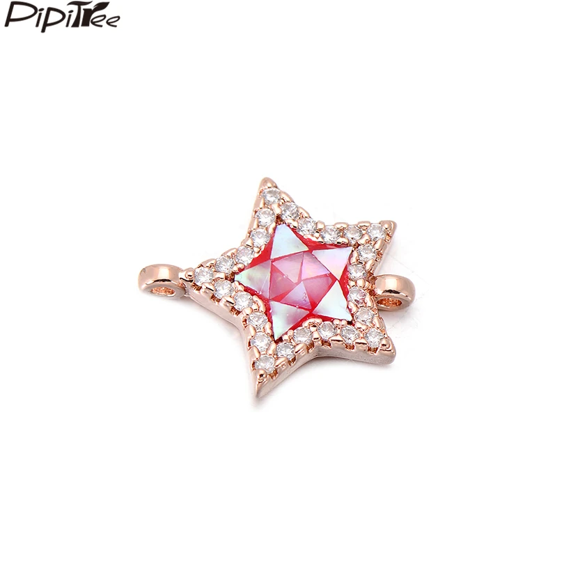 

Pipitree Colorful Natural Shell Star Charms for Jewelry Making DIY CZ Zircon Charms fit Bracelet Copper Jewelry Accessories