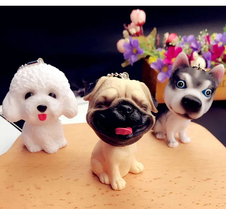 

Cartoon 3D Cute Pet Dog Bulldog Car Keychain Animal Lovely Pug Husky Keyring Bag Charm Trinket Toy For Men Woman Jewelry Gfit