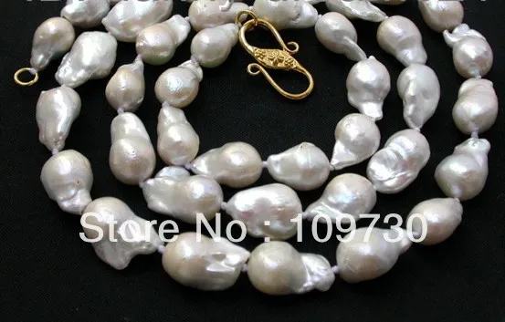 

Jewelry 002083 charming SALE huge 20mm white SOUTH Reborn Keshi Pearls necklace