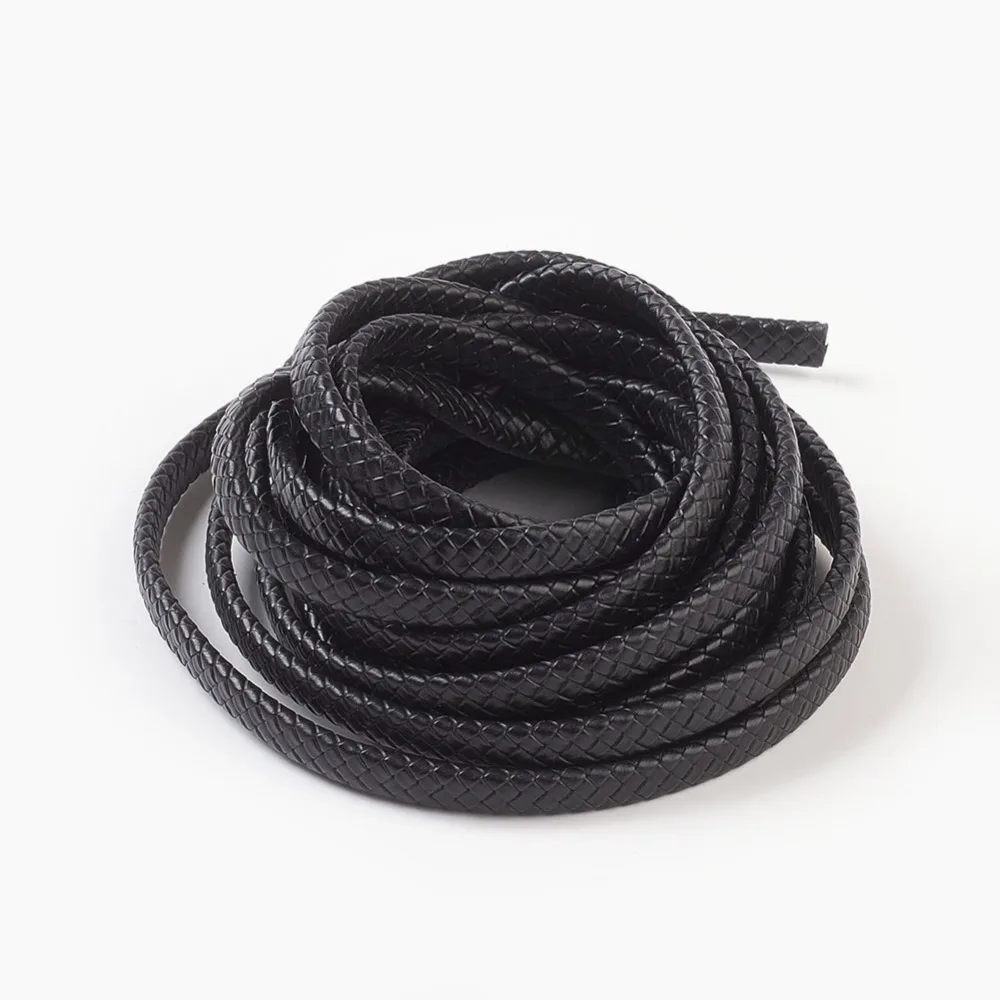

PandaHall 1 Bundle Black Braided Leather Cord Leather Jewelry Cord Jewelry DIY Making Material Dyed Flat Black 5m/Bundle