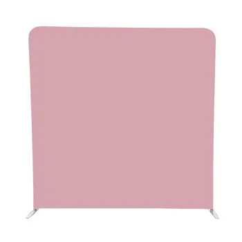 

1set 8ft 243cm tension fabric pink and white single side print pillow case backdrop with stand