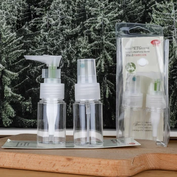 

2 in 1 Set Empty PET Cosmetic Packaging Knits Lotion Toner Sprayer Packing Bottle Travel Sets Soft Tubes Pressing Bottles