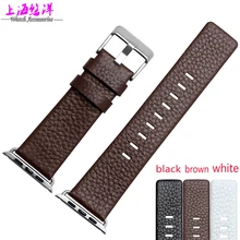 38 42mm high quality genuine leather Watch strap with stainless steel buckle