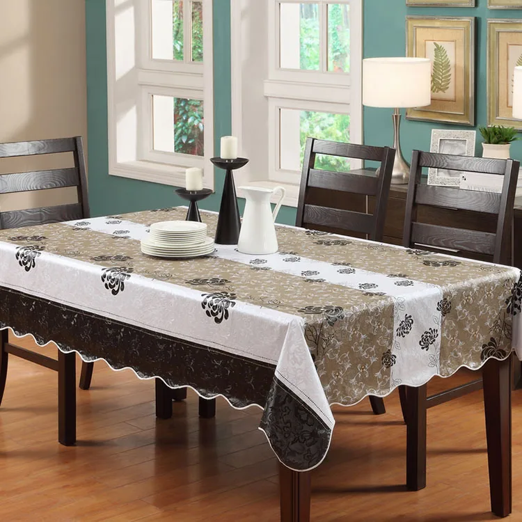 137*183cmFlannel Backed Wipe Clean PVC Vinyl Tablecloth Dining Kitchen