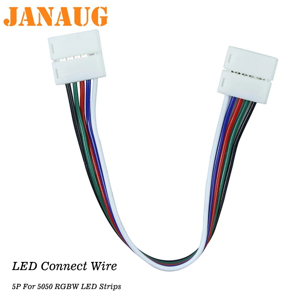 RGBW LED Strip Connectors 5Pin Wires 10mm 12mm Free Soldering Connect