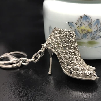 

Metal High-Heel Shoe Keychain Girl Bag Accessory Car Keychain Accept Personalized Name Logo Birthday Valentine's Gift