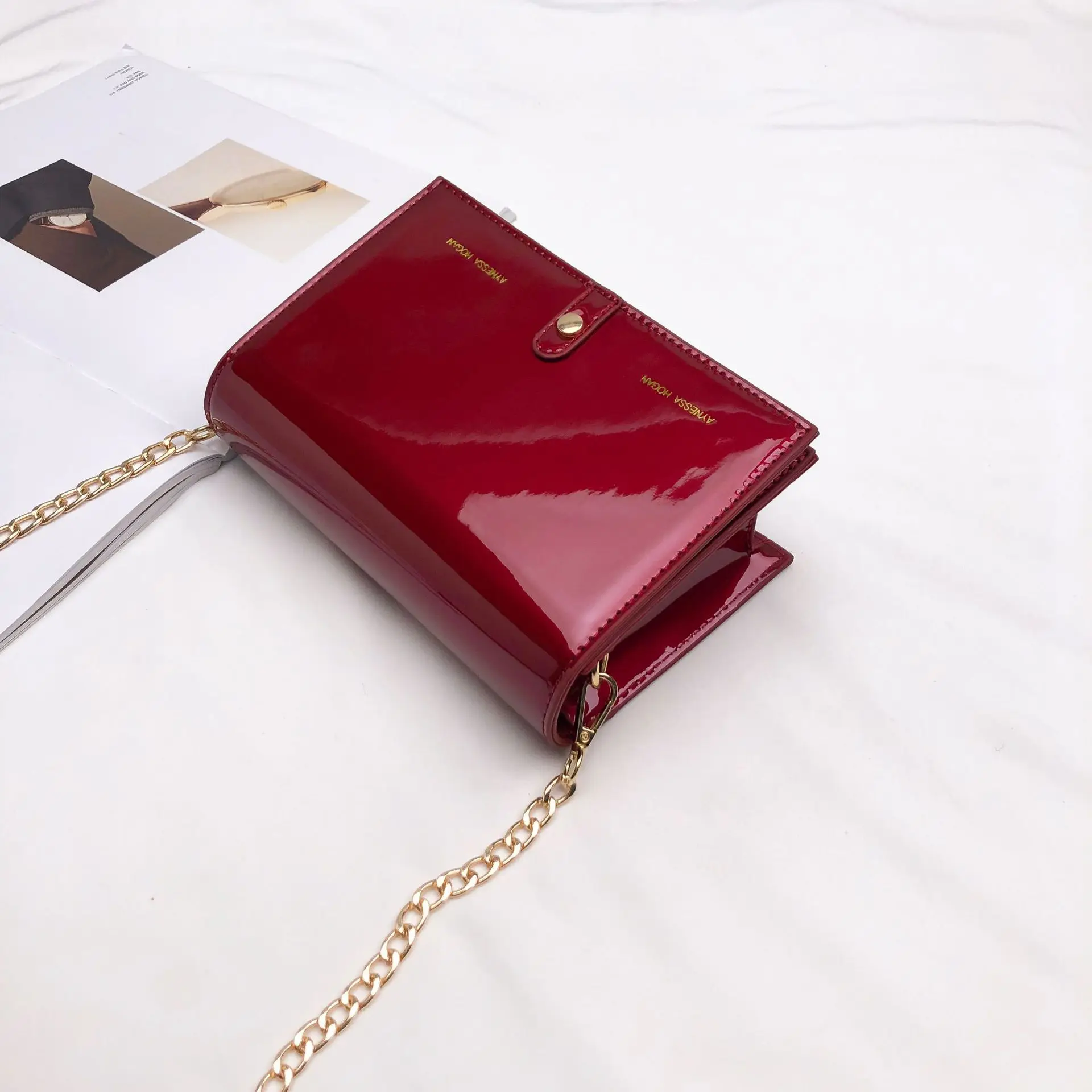 

Fashion lacquer leather handbag single shoulder oblique bride bag dinnerwomen bag wedding bag