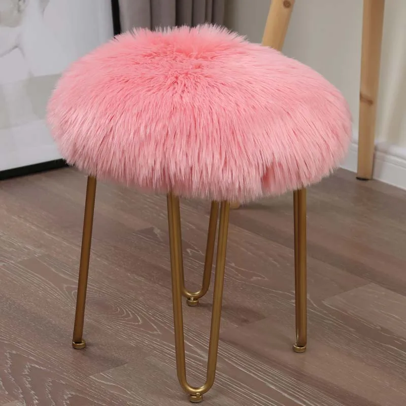 Новинка, мягкая удобная длинная меховая подушка, подушка для стула, подушка для сиденья, Круглый Пол, коврик для дома и офиса - Цвет: pink fur