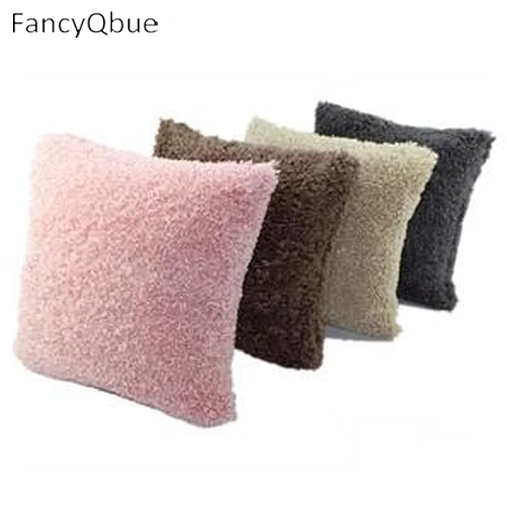 

FancyQbue Solid Color Home Decor Supply Super Soft Comfortable Cushion Cover Short Plush Square Sofa Chair