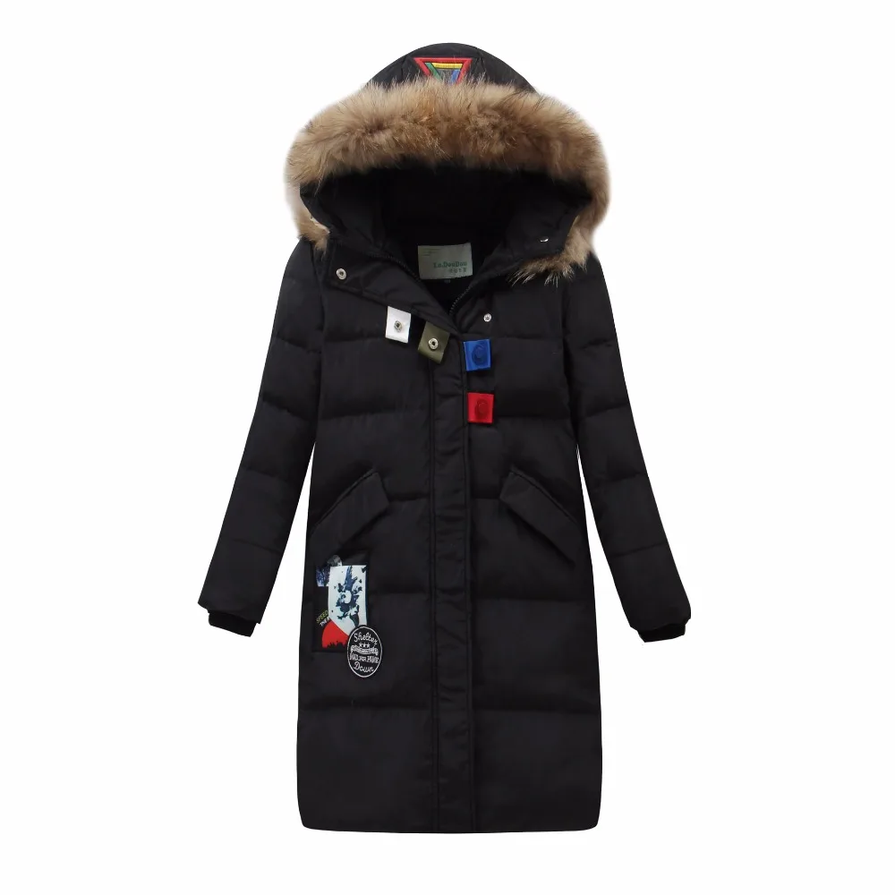 

Winter Warm Kids Down Jackets for Baby Girls Fashion Down Coat Hooded Jacket Outerwear Thicken Natural Fur Collar Overcoat
