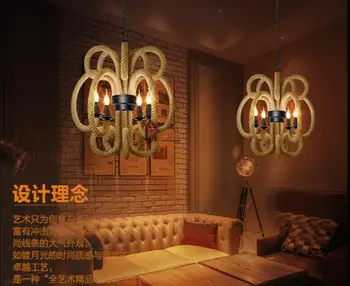 

American style retro Hemp rope industrial pendant lights Vintage Loft Creative art Bar Stores Coffee Tea shop restaurant lamp
