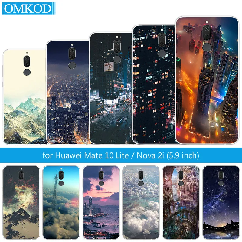 

Phone Cases For Huawei Nova 2i TPU Soft Silicone Cover For Huawei mate 10 lite Night Build Funda 5.9" For huawei Maimang 6 Capa