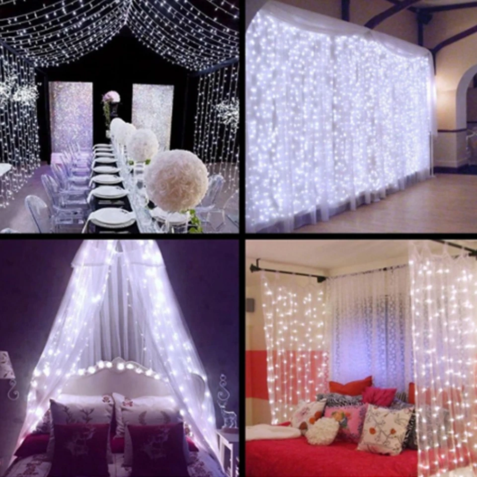 

8Modes AC110V 220V 120Leds 3*1M LED Icicle String Lights Christmas Fairy Lights Home For Wedding/Party/Curtain/Garden Decoration