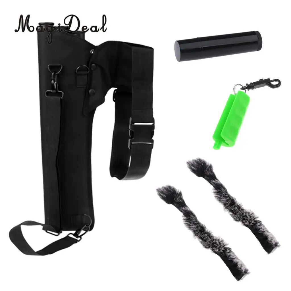 MagiDeal 3 Tube Arrow Back Quiver with Adjustable Shoulder Strap + Bowstring Wax + Arrow Puller