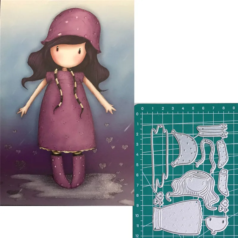 

Metal Cutting Dies Doll Little Girl with Hearts Scrapbooking Craft Dies Lovely Doll Cut die Embossing Stencils 2019 New