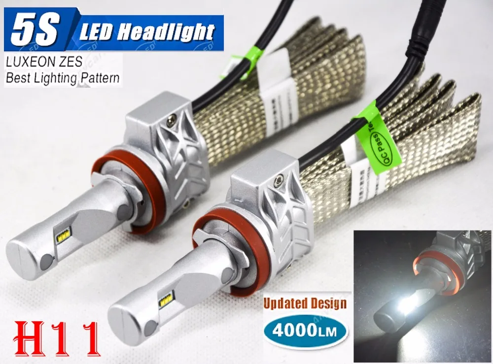 

1 Set H8 H9 H11 H16(JP) 50W 8000LM 5S LED Headlight Kit LUMILED LUXEON ZES 12SMD Chip Fanless 6500K White Driving Fog Lamp Bulbs